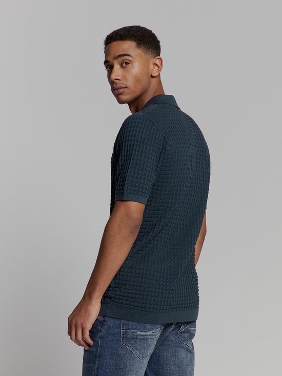 Pullover Short Sleeve Polo V Solid Jacquard
