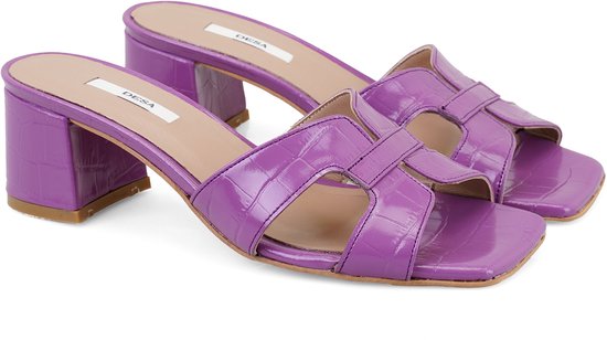 DESA Pantoufles Cuir Violet Femme Astuce de chaussure: ouvert Taille: 39 EU