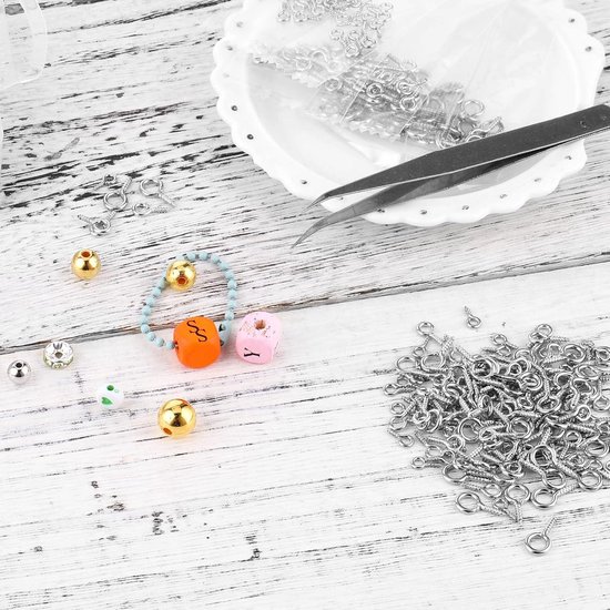 Jeffdad 300 stuks kleine schroefoogspelden voor het maken van sieraden, mini-oogschroeven voor knutselen, bedels, sieraden maken en sleutelhangers (goud