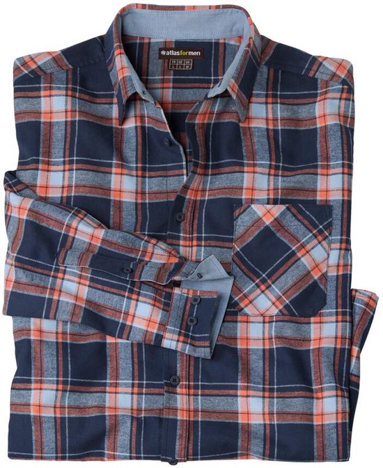 ATLAS FOR MEN - Geruit flanellen overhemd Atlas® - Heren - Verkrijgbaar in grote maten - XL