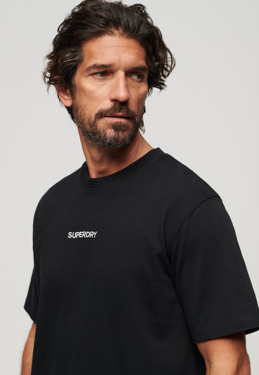 Superdry Micro Logo Graphic T-shirt met losse pasvorm Heren Tops Zwart