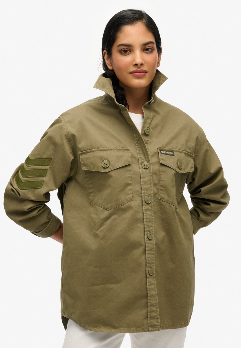 Superdry Verfraaid oversized overhemd in militaire stijl Dames Shirts Khaki