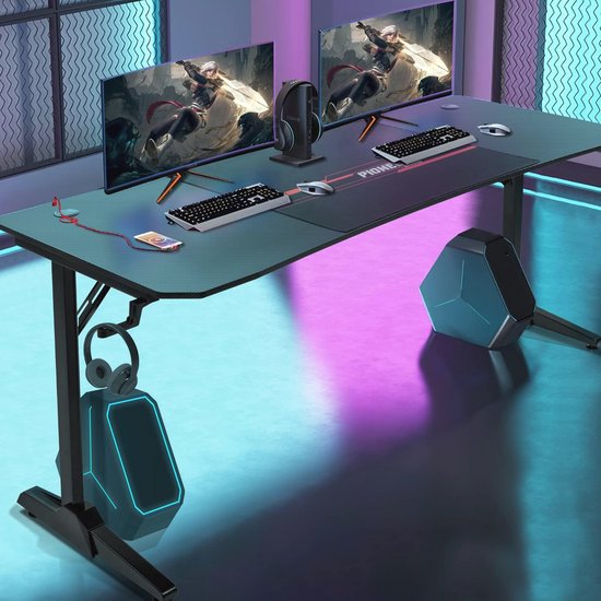 DESINO L-vormig Gaming-bureau, 150 X 120 Cm, Ergonomische Gaming Hoekbureau Monitorstandaard