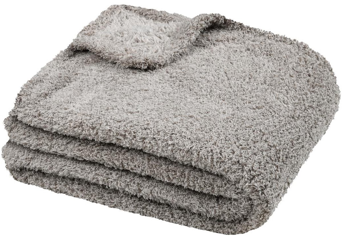 Stof Textiles Plaid/bankdeken Montreal - grijs - 180 x 220 cm - harige polyester stof - 2 persoons