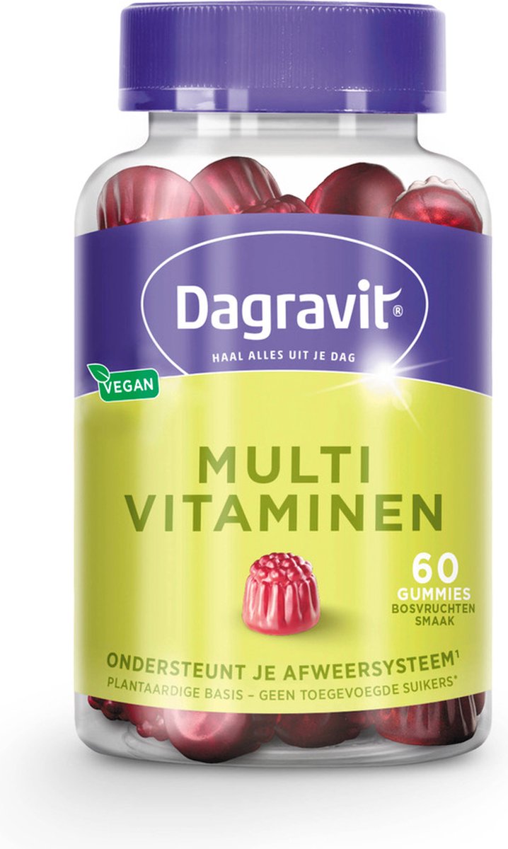 Goedkoopste Dagravit Multivitaminen gummies Multivitaminen - Vitamine A, B6, B11, B12, C, D en het mineraal zink ondersteunen je afweersysteem - 60 gummies