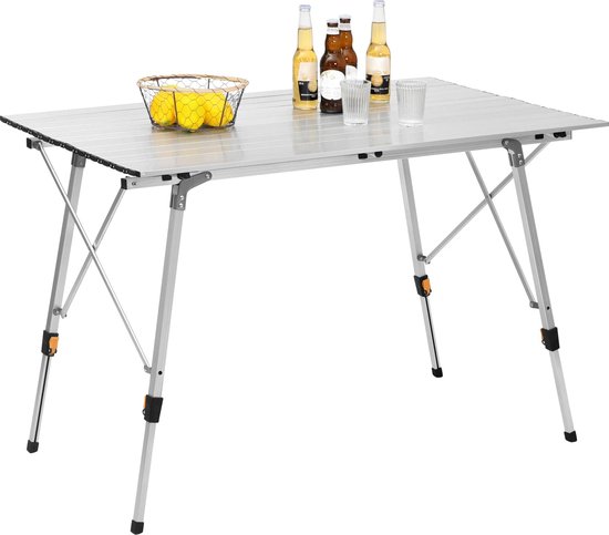 Opklapbare Tafel - Opvouwbare Tafel - Opklapbare Tafel Rechthoekig - Tafels - Kampeertafel - Kampeertafel Opvouwbaar - 120x68.5cm - 4-6 Personen - Aluminium - Verstelbare Hoogte - Zilver — afbeelding 3