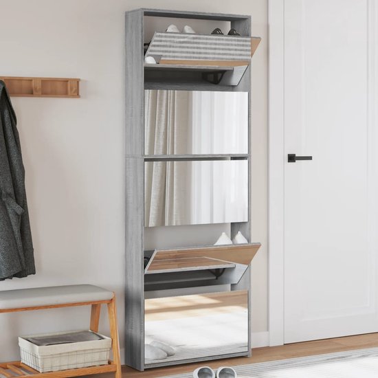 Organizedlife Spiegel schoenenkast, 185 cm lange spiegel, 5 vouwladen