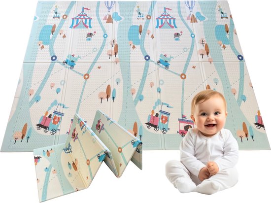 Pluizige Pootjes - Speelmat - Dubbelzijdig - Speelkleed - Speelmat Baby - Speelkleed Baby - Speelmat Foam - 150 x 200 cm - Opvouwbaar - Inclusief Opbergtas