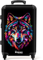 NoBoringSuitcases.com® - Grande valise Loup - Néon - Abstrait - Bagage - Valise de voyage - Valise chariot - Valises 67cm