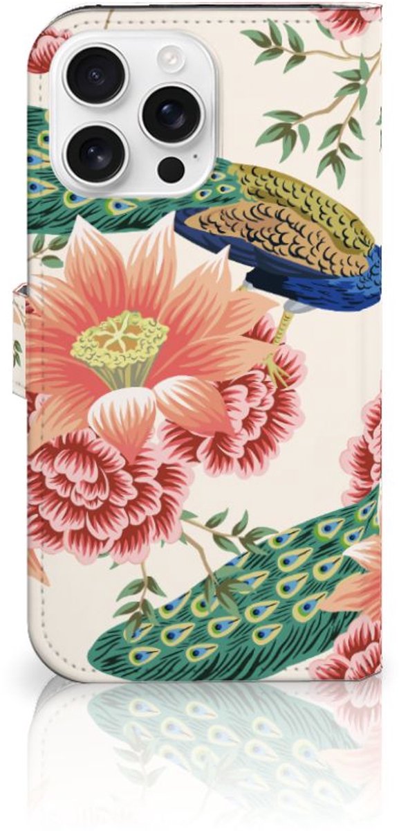 Telefoonhoesje met Pasjes voor iPhone 16 Pro Max Pink Peacock
