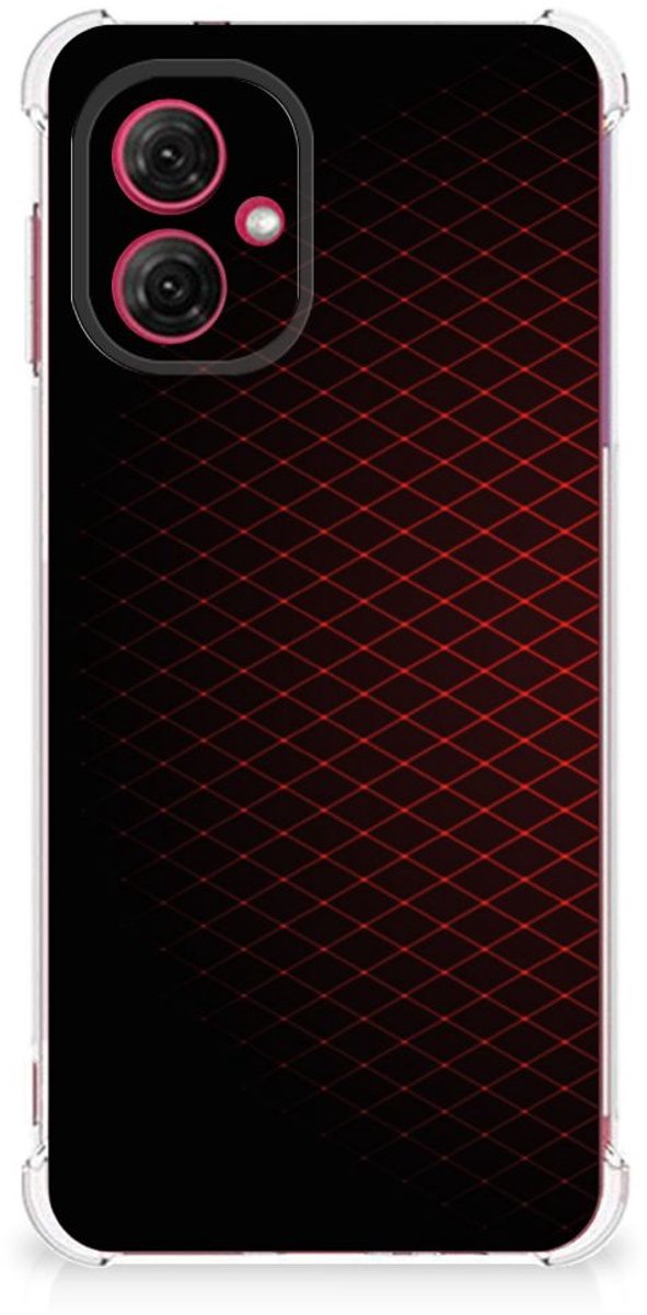 Motorola Moto G55 Doorzichtige Silicone Hoesje Geruit Rood