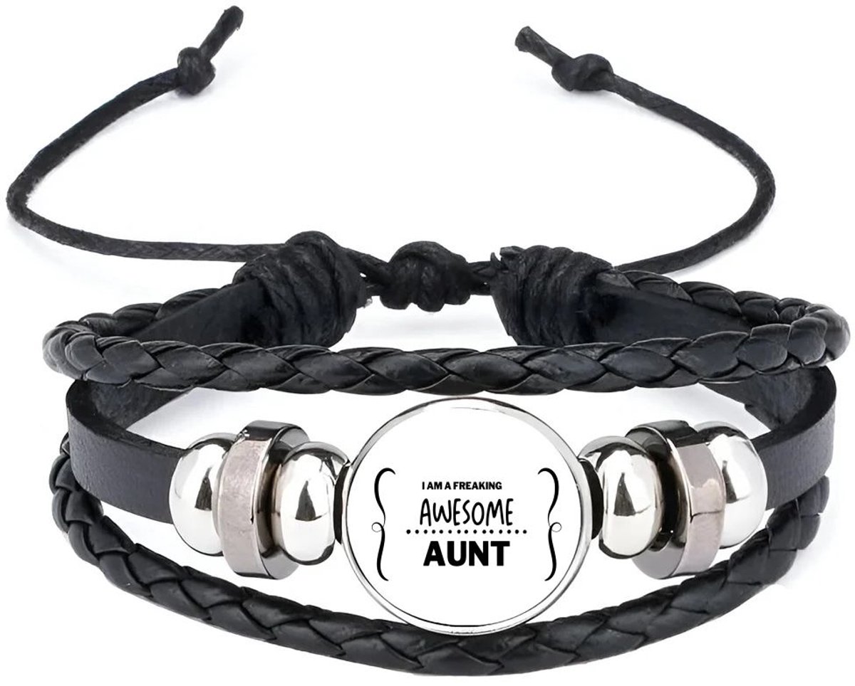 Akyol - i am a freaking awesome aunt armband zwart - Tante - geweldige tante - liefste tante - verjaardag - cadeau - kado - bedankje - geschenk