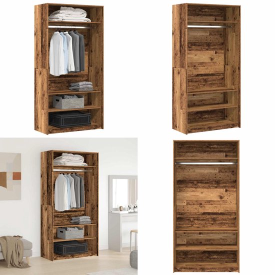 Armoire vidaXL 100 x 50 x 200 cm Bois traité Vieux Bois - Garde-robes - Penderie - Vestiaire