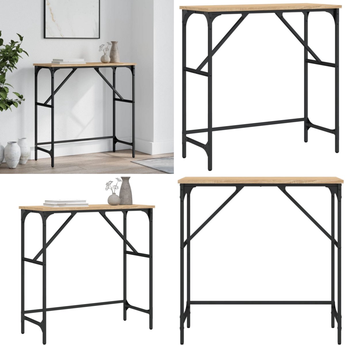 vidaXL Wandtafel - 75x32x75 - cm - bewerkt - hout - grijs - sonoma - eikenkleurig grijs sonoma eiken