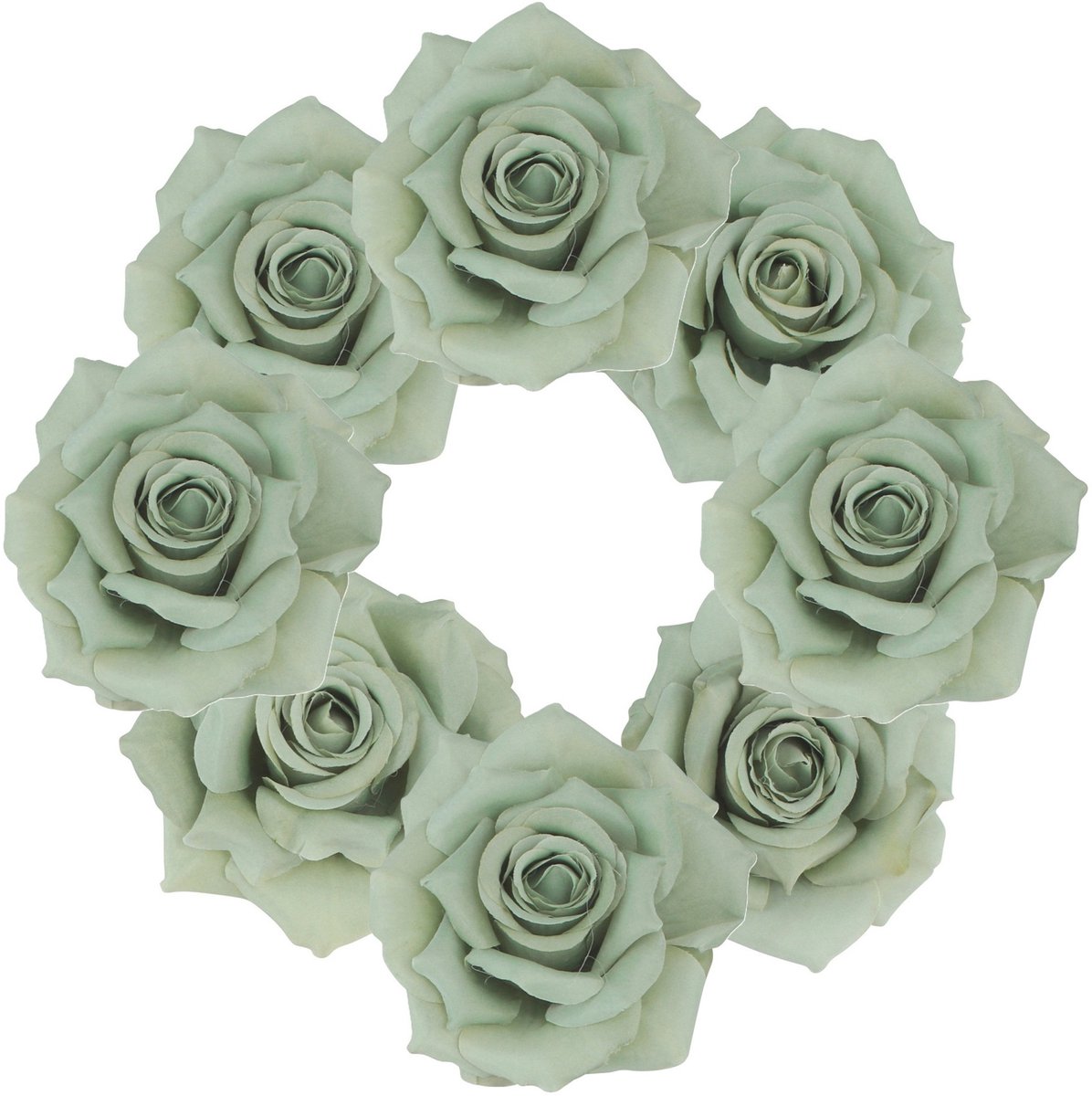 Chaks Decoratie rozen set - 6x - kunststof - groen - 9,5 x 5,5 cm - bruiloft decoratie - kunstbloemen