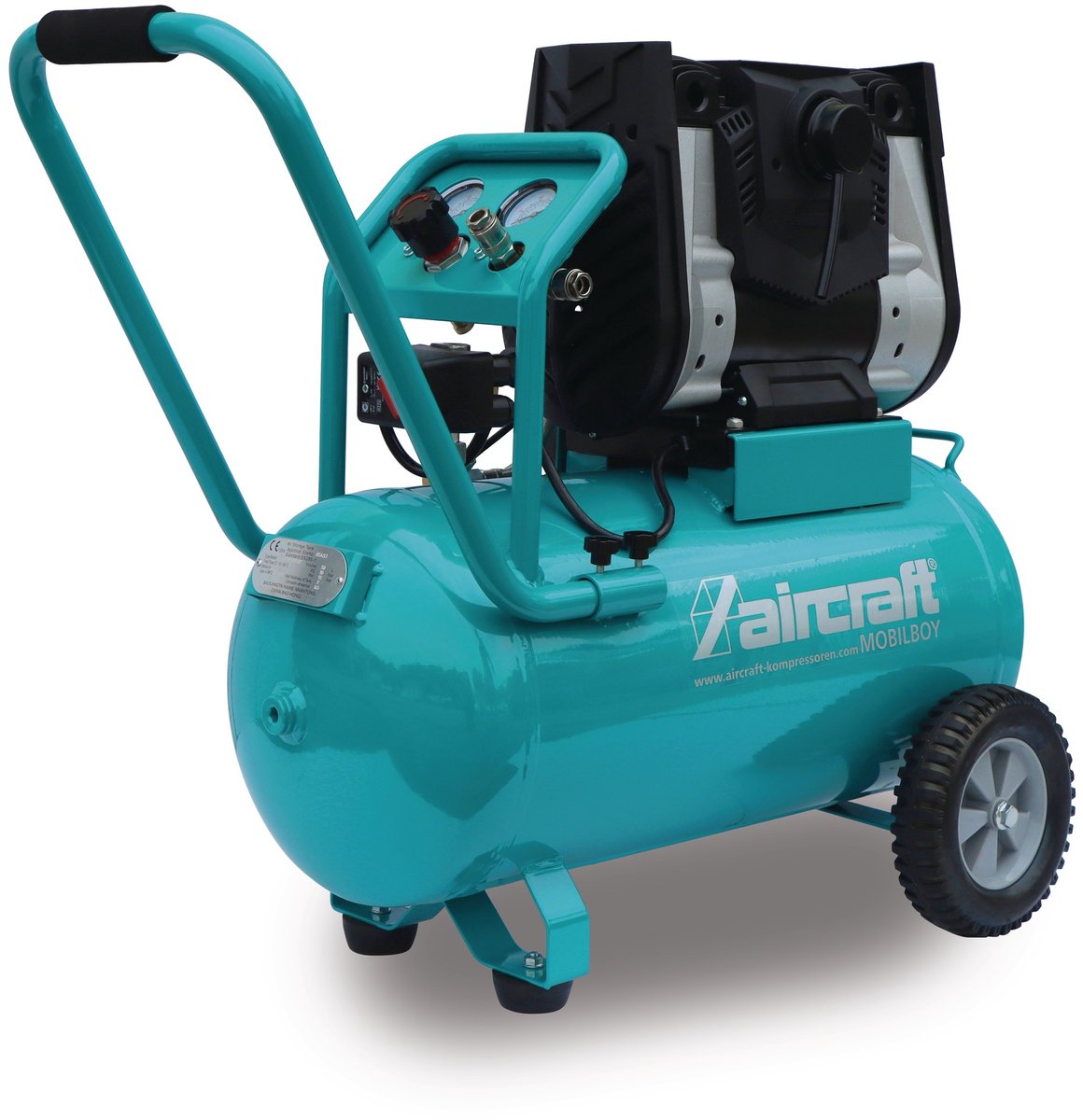 Mobiele compressor geluidsarm olievrij ketel 50 L 1,3 kW / 1,75 Pk 230 L/min 10 bar 230V Aircraft