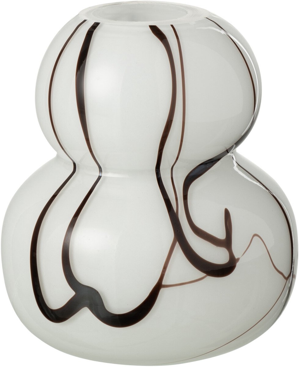 J-Line vaas Rookeffect Bollen - glas - wit/zwart - Ø 10 cm Multi