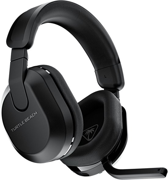Zwarte Turtle Beach gaming headset met microfoon, verstelbare hoofdband en zachte oorkussens.