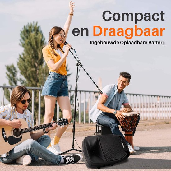 Pyle Bluetooth Luidspreker - 1200 W Draagbare Speaker - 30 cm Subwoofer - LED Batterij Indicatorlampjes met Ingebouwde Oplaadbare Batterij - MP3, USB, SD-Kaartlezer - Draadloze Microfoon — afbeelding 3