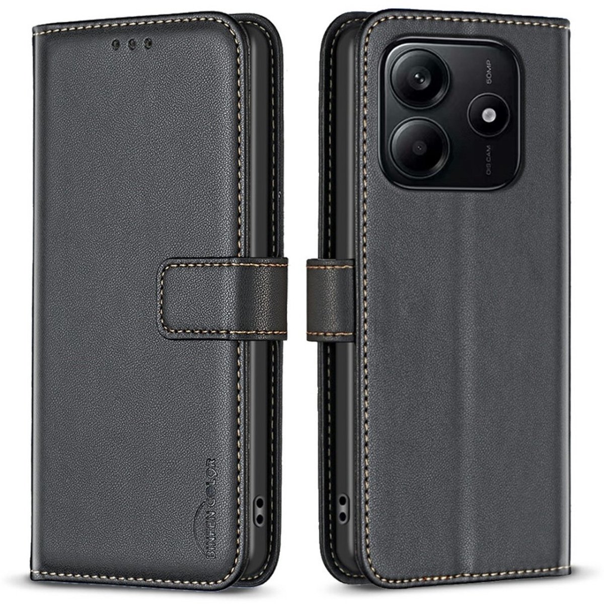 BINFEN Hoesje - Geschikt voor Xiaomi Redmi Note 14 4G Hoesje - BINFEN Book Case - Zwart