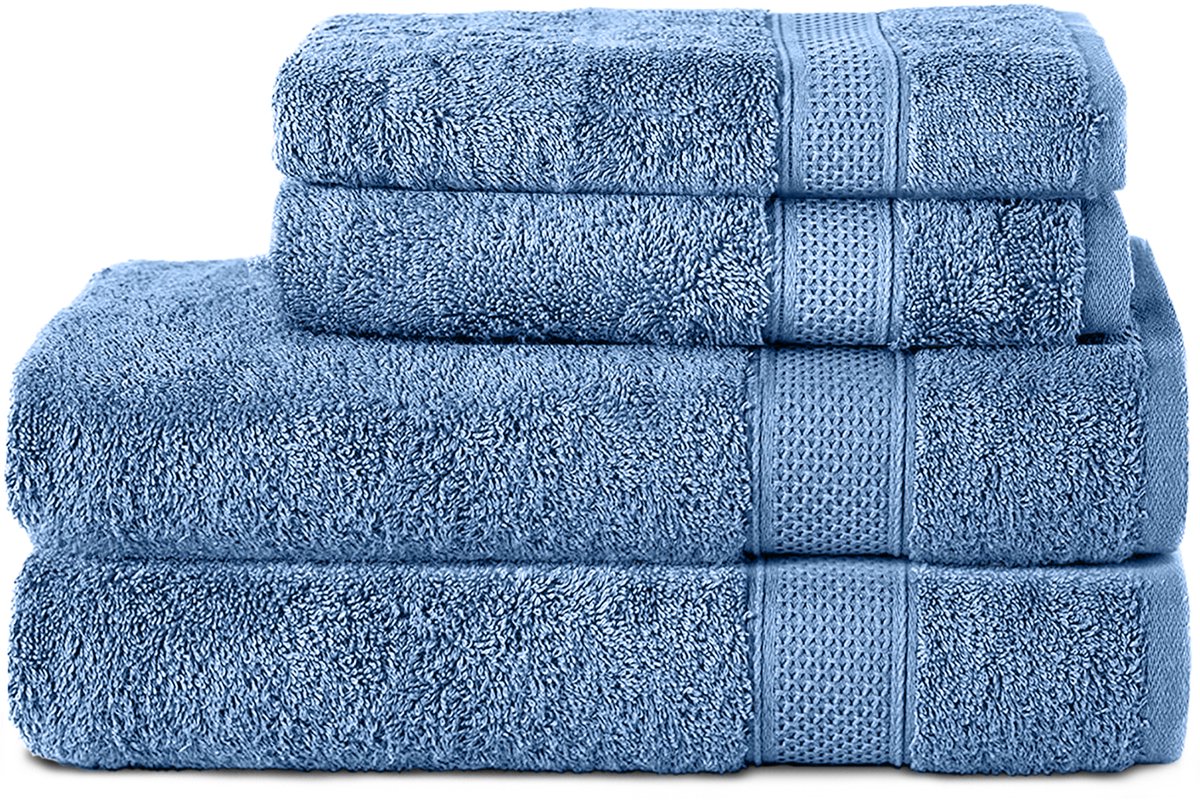 Komfortec Handdoekenset 2x handdoek 50x100 cm + 2x badhanddoek 70x140 cm - 100% Katoen - Lichtblauw