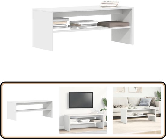 vidaXL - TV-meubel met 1 legplank - Wit - Bewerkt hout - 100x40x40 cm