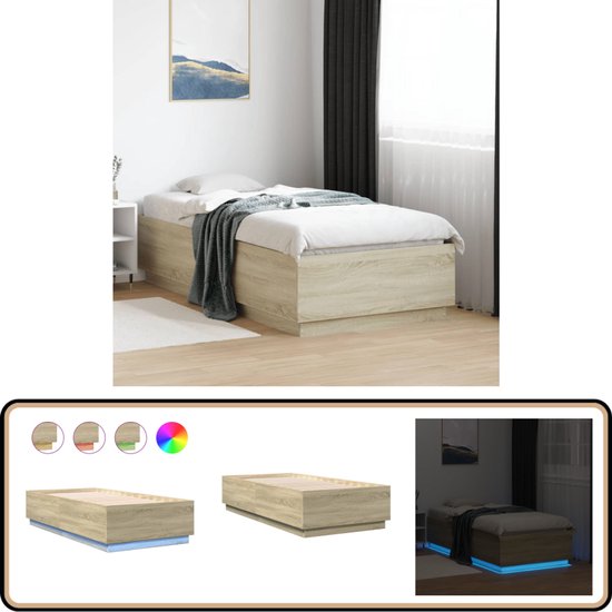 Bronte twijfelaar bed 160x200 massief eiken metalen poten
