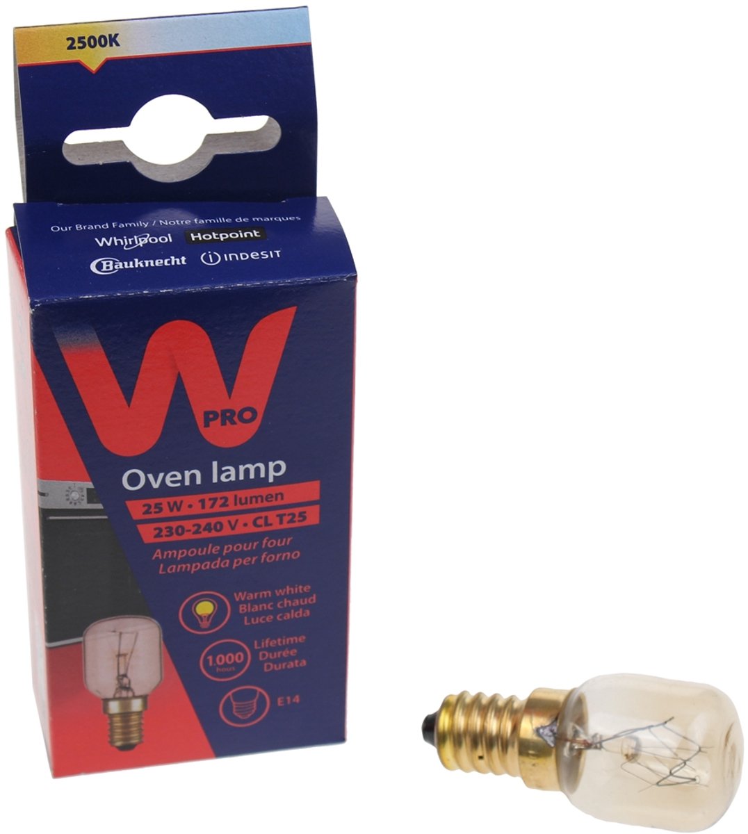 WPRO - OVEN LAMP T25 230V-240V 25W E14S BRASS C - C00863215