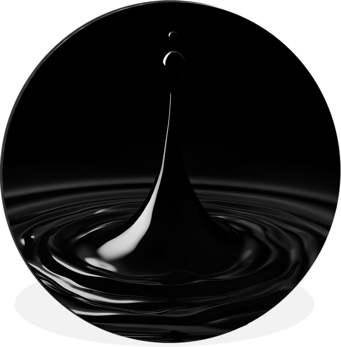 WallCircle Wandcirkel - Muurcirkel - Zwart - Water - Druppel - Aluminium - Dibond - 140x140 cm - Binnen en Buiten