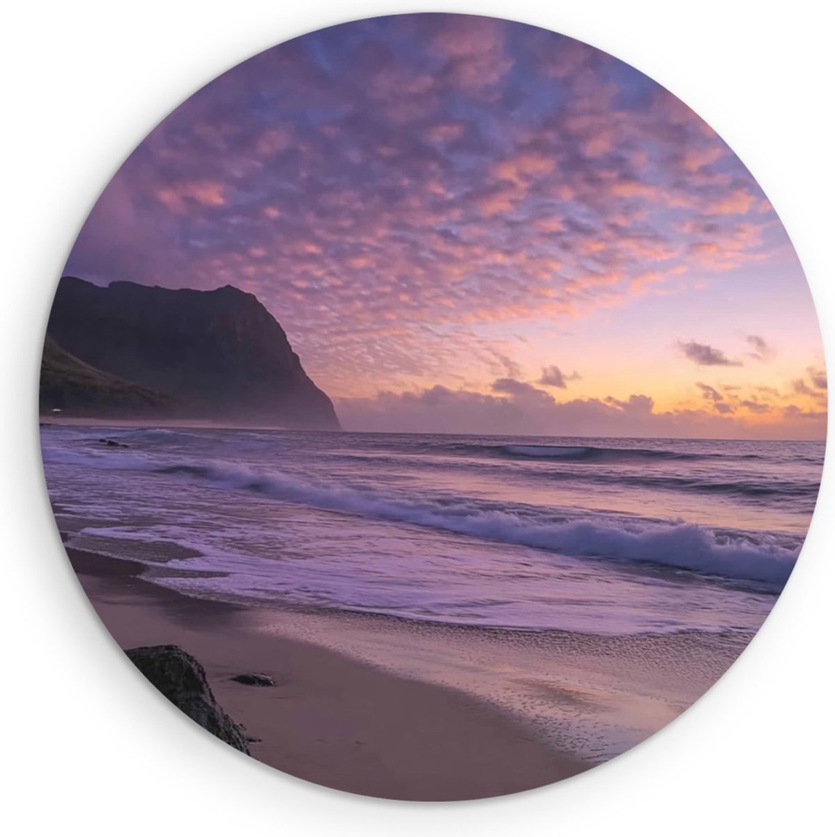 Saammp Muurcirkel Hout - Kust - Zee - Strand - Herfstachtig - Landschap - Natuur - Ø 80 - Wandcirkel - Wanddecoratie Cirkel - Muurdecoratie Woonkamer - Slaapkamer decoratie - Rond Schilderij
