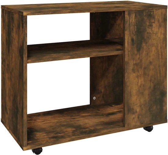 vidaXL Table d'appoint - 70x35x55 cm - Table d'appoint en Chêne fumé - Table basse - Meubles en bois - Meubles marron - Petites Tables - Espace de rangement - Robuste - Design moderne - Style scandinave - Multifonctionnel - Facile à déplacer