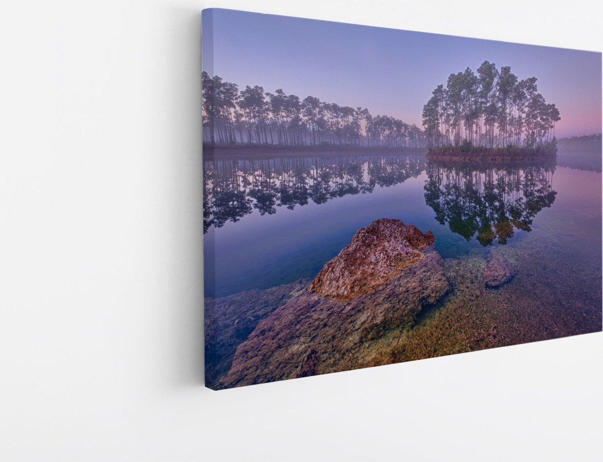 Saammp Canvas Schilderij -Bos - Zonlicht - Zomer - Landschap - Natuur - 100x75 - Foto op canvas - Wanddecoratie - Muurdecoratie Woonkamer - Slaapkamer decoratie - Canvas Print Multicolor