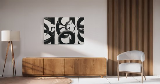 Saammp Canvas Schilderij - Abstract - Zwart-wit - 100x75 - Foto op canvas - Wanddecoratie - muurdecoratie Woonkamer - Slaapkamer decoratie - Canvas Print