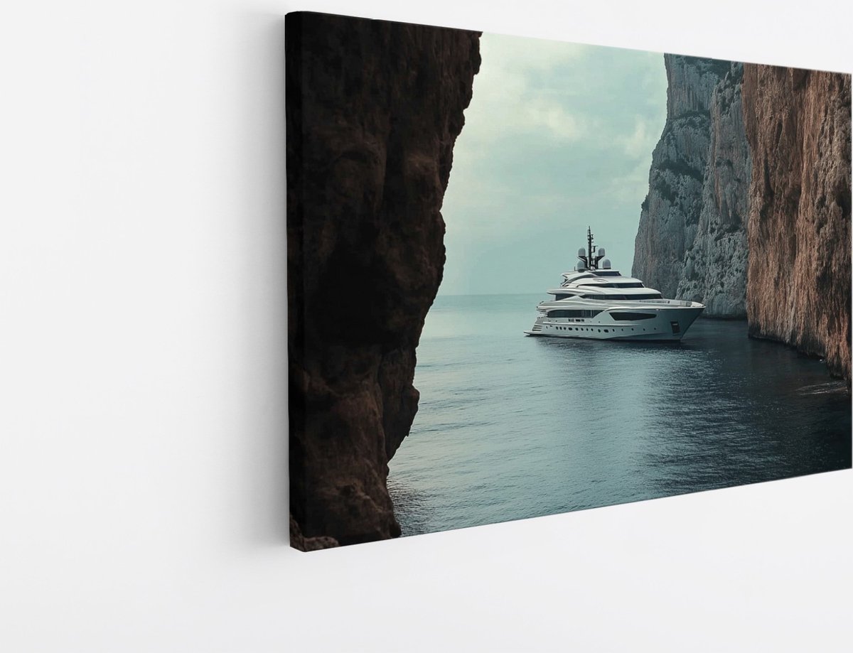 Saammp Canvas Schilderij - Natuur - Jacht tussen de bergen - landschap - 70x50 - Foto op canvas - Wanddecoratie - Muurdecoratie Woonkamer - Slaapkamer decoratie - Canvas Print Multicolor