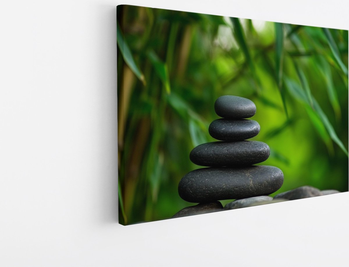 Saammp Canvas Schilderij - Stenen op elkaar - Natuur - Landschap - 70x50 - Foto op canvas - Wanddecoratie - Muurdecoratie Woonkamer - Slaapkamer decoratie - Canvas Print Multicolor