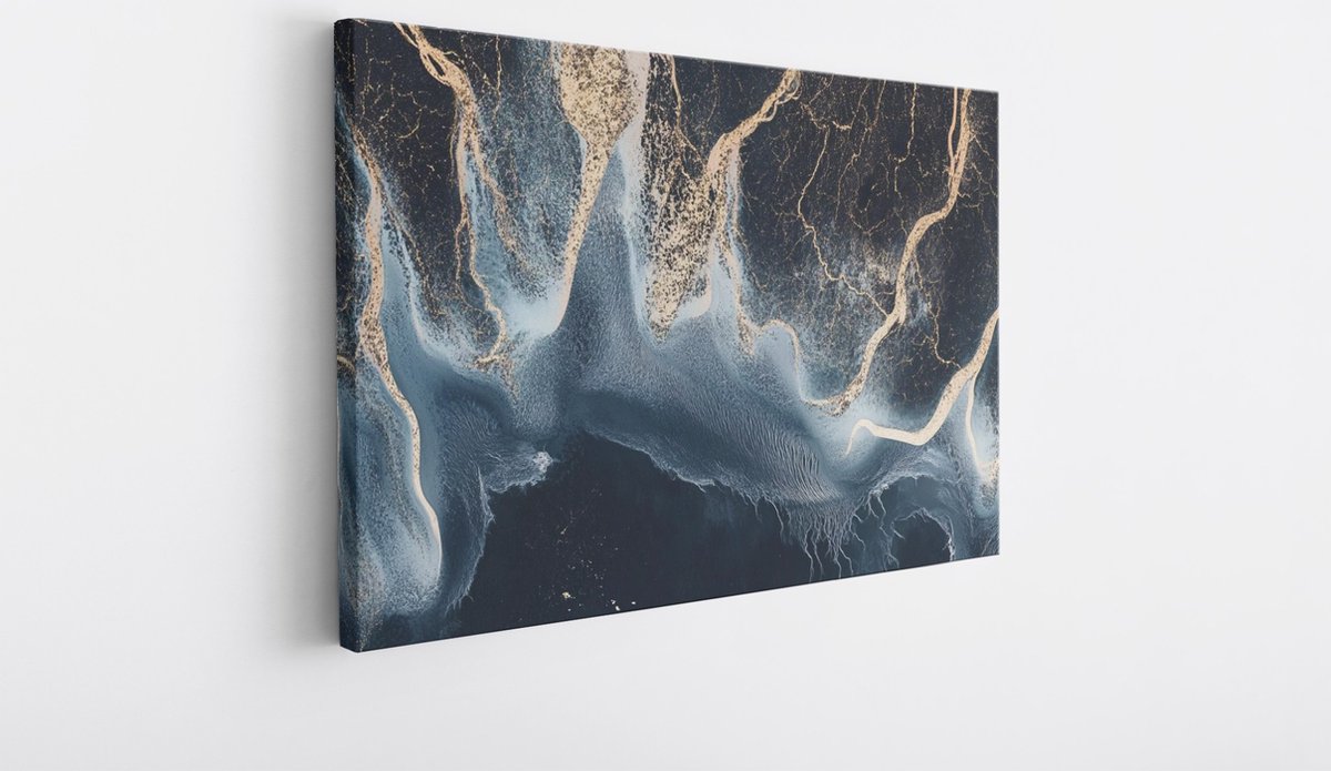 Saammp Canvas Schilderij - Marmer met goud - Abstract kunstwerk - 70x50 - Foto op canvas - Wanddecoratie - Muurdecoratie Woonkamer - Slaapkamer decoratie - Canvas Print Multicolor