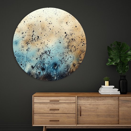 Saammp Forex Muurcirkel - dynamische spikkels - Abstract - Ø 80 - Wandcirkel - Wanddecoratie Cirkel - Muurdecoratie Woonkamer - Slaapkamer decoratie - Rond Schilderij
