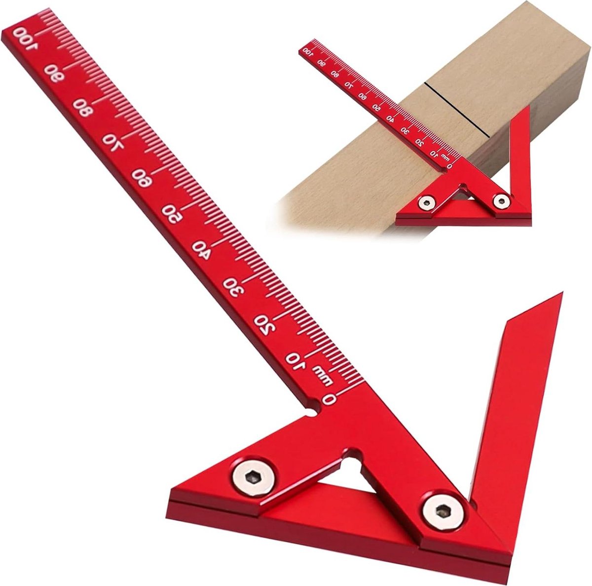 Lijnliniaal van aluminiumlegering 105 mm - meetinstrument voor 45 graden hoek - draagbaar houtbewerkingsgereedschap .