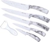 Bol.com Messen in een 6-delige set - staal met een gemarmerde coating - in geschenkdoos - marmer aanbieding