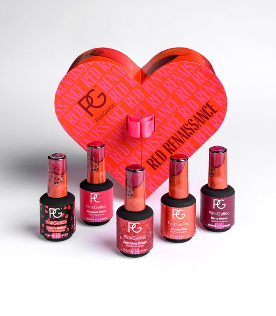 Pink Gellac Red Renaissance Limited Edition Gellak Set Collection Box - Gellak Set van 5 x 15 ml Kleuren Gellak - Valentijn Cadeau voor Haar - Gel Nagellak - Gel Lak
