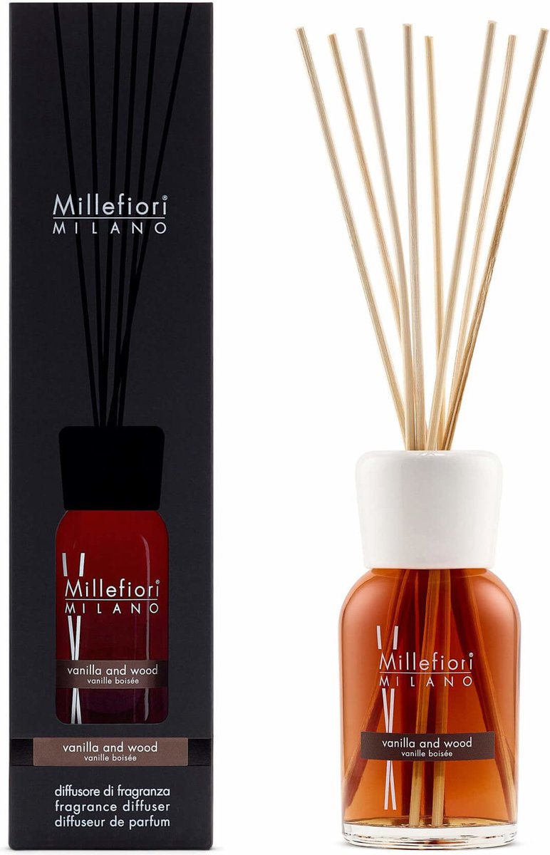 Millefiori Milano Geurstokjes 250 ml - Vanilla & Wood