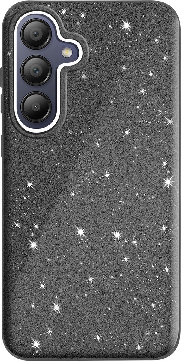 Avizar Schokbestendig glitter hoesje Geschikt voor Samsung Galaxy A05S, Zwart