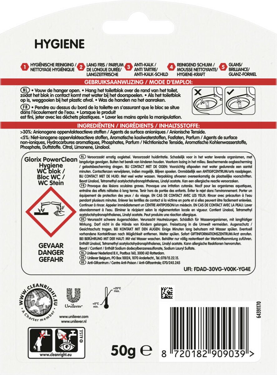Glorix Toiletblok Power Clean Hygiëne -