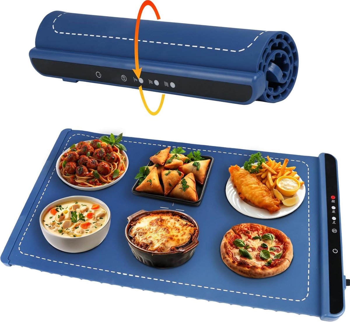 Siliconen verwarmingsmat - opvouwbare verwarmingsplaat - blauw - voor levensmiddelen