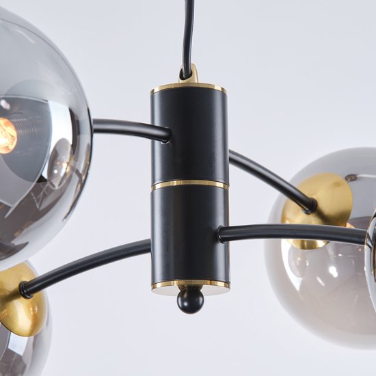 LumenXL - Suspension Firenze - Verre fumé - 4 lumières - Zwart - Or