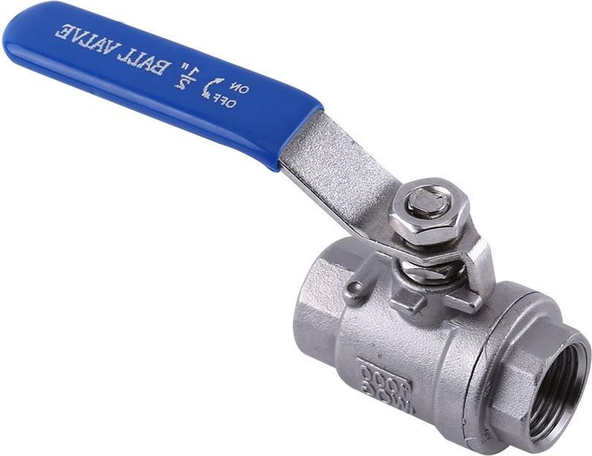 RVS Kogelkraan 2 Kleppen - Inox 1 NPT - 2-weg Kogelkraan Volledige Poort - Draaihendel SS304 - 1/2 Inch .