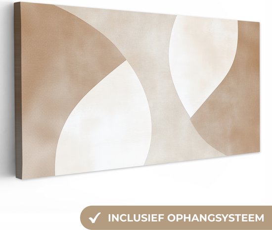 Canvas schilderij 160x80 cm - Exclusieve wanddecoratie Bruin - Japandi - Abstract - Muurdecoratie woonkamer - Slaapkamer decoratie - Kamer accessoires - Schilderijen op canvas