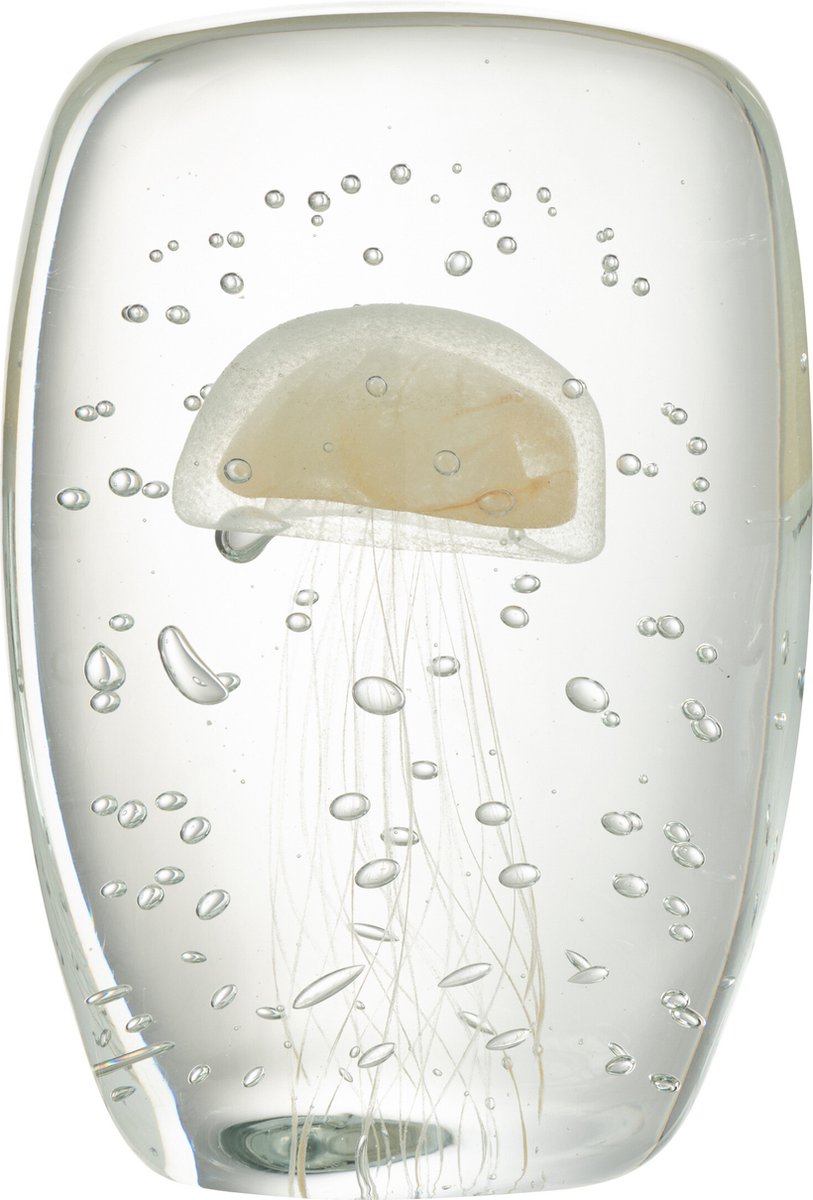 presse-papier Calypso Vierhoek - glas - transparant/beige - large