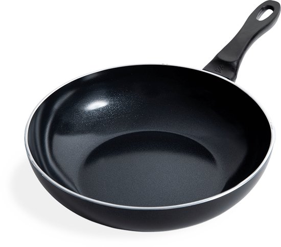 BK Vivid Keramische Antiaanbak Wokpan Ø 28cm - 3.9L - PFAS-vrij – Inductie Wokpan – Ovenbestendig tot 160°C – Vaatwasserbestendig – Snelle opwarming – Koudgrepen - Zwart