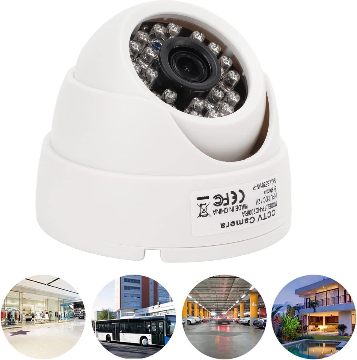 Koepelcamera voor Binnen en Buiten - Duidelijk Beeld - Beveiligingscamera (NTCS) .